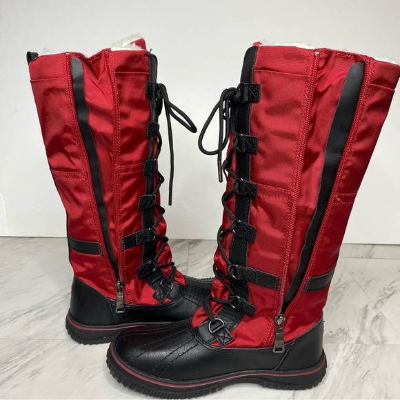 New! Pajar Grip Zip Red Lace Up Snow Boot 5 / 5.5 - Picture 7 of 15